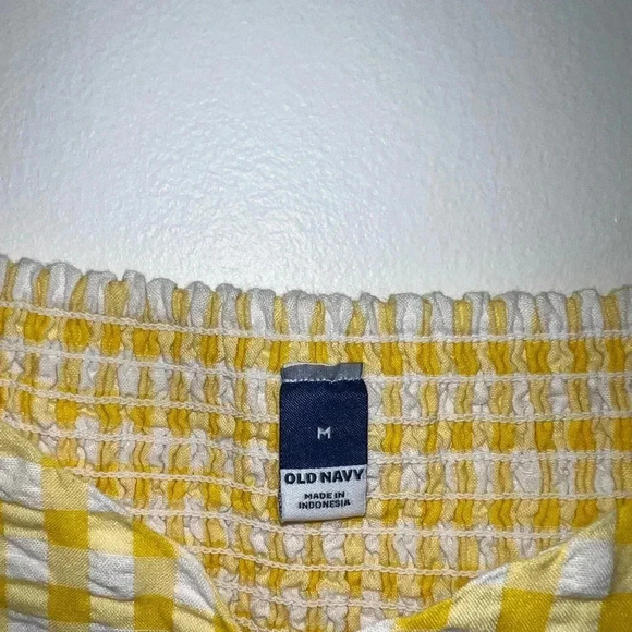 Old Navy Yellow and White Gingham Puff Sleeve Dress - Picture 3 of 3